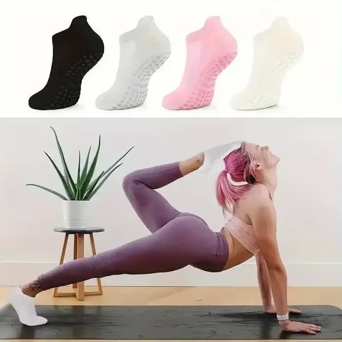4 paires de chaussettes Pilates à poignée pour femmes, chaussettes athlétiques de Yoga pour Barre, Ballet, entraînement pieds nus