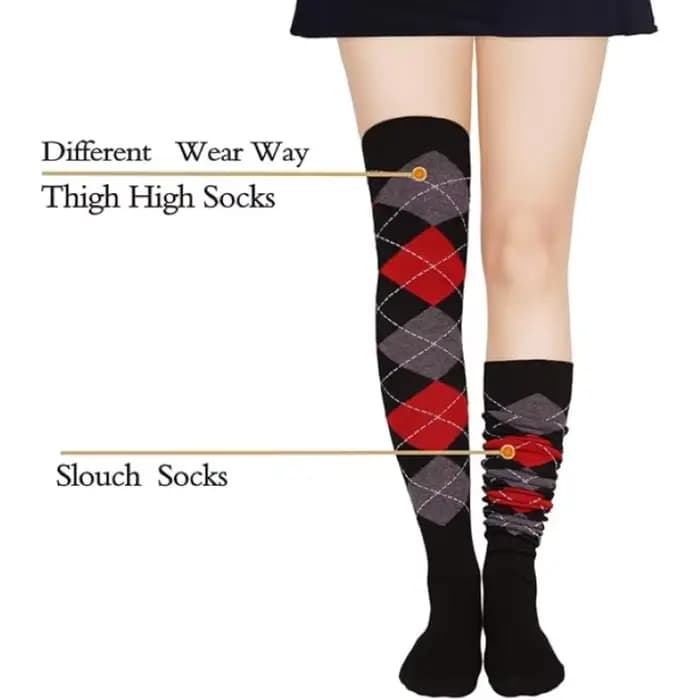 Chaussettes à carreaux de diamant pour femmes