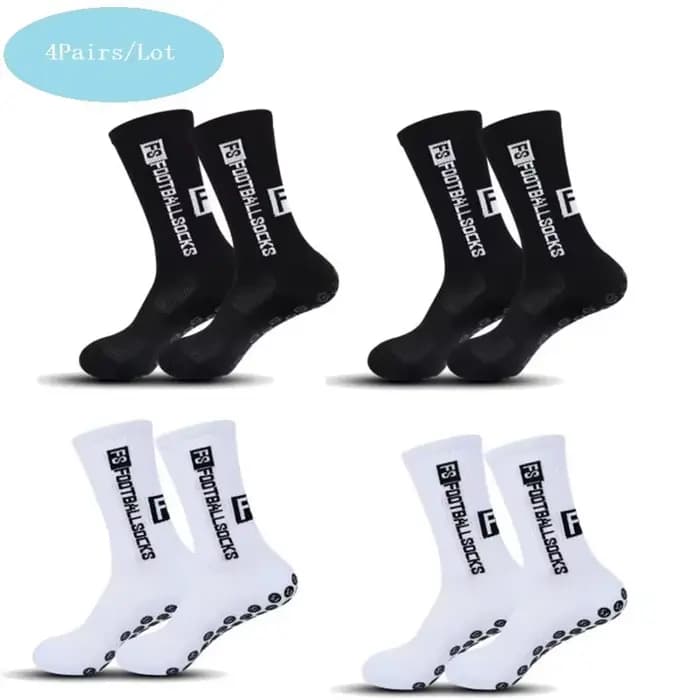 4 paires de chaussettes de football pour hommes avec grip antidérapant