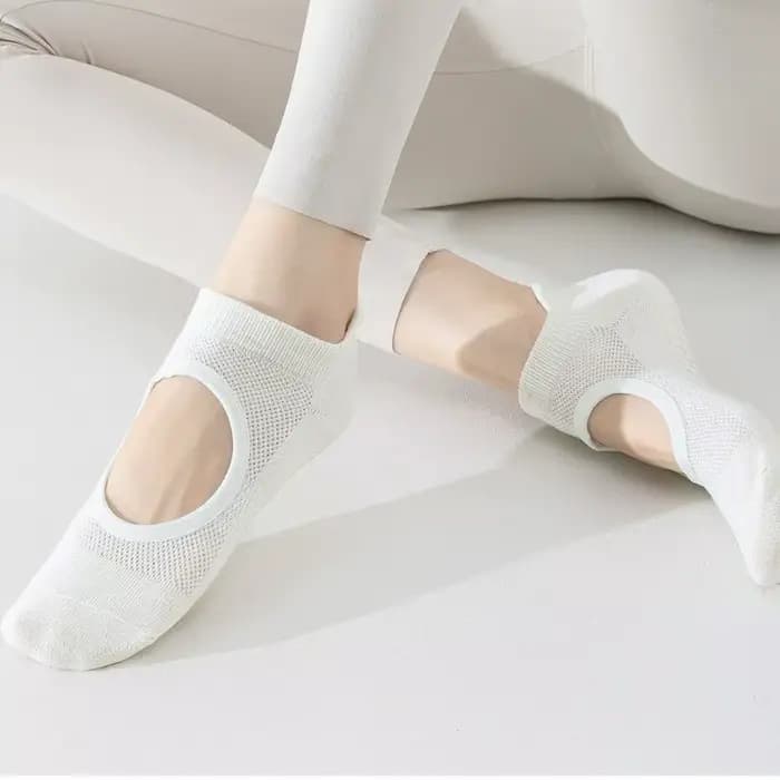Chaussettes de sport antidérapantes en silicone pour le fitness et le yoga, design ajouré, chaussettes de sol à absorption de la transpiration pour femmes, idéales pour le ballet