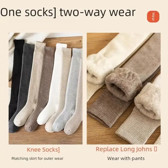 Chaussettes hautes en cachemire pour femmes, doublure pelucheuse, bonneterie d'hiver confortable, couvre-jambes, chaussettes au-dessus du genou, bas chauds et épais, best-seller