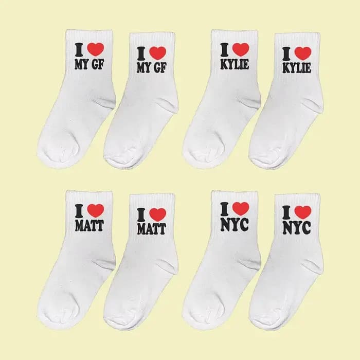 Personnalisé j'aime mot personnalisé chaussettes saint valentin enterrement de vie de jeune fille fête nuptiale mariage fiançailles proposition présent