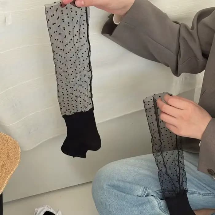 Chaussettes à pois en maille patchwork