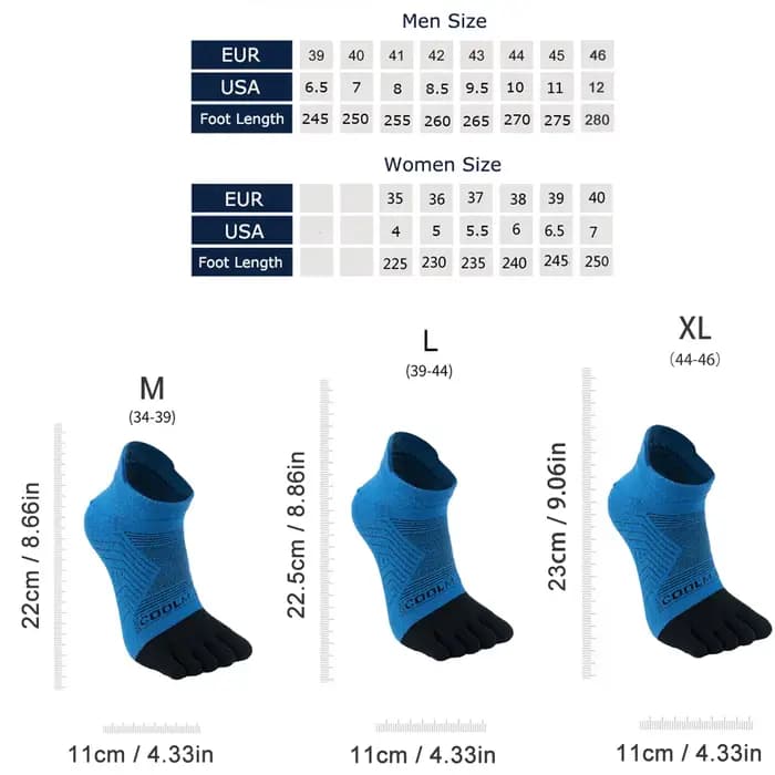 Chaussettes de sport respirantes fines à cinq doigts