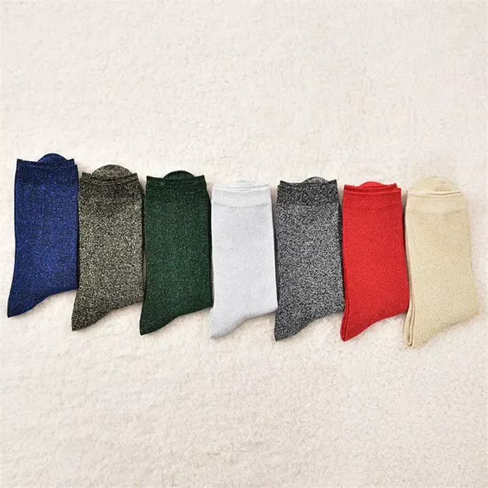 Chaussettes en soie dorée et argentée pour femmes