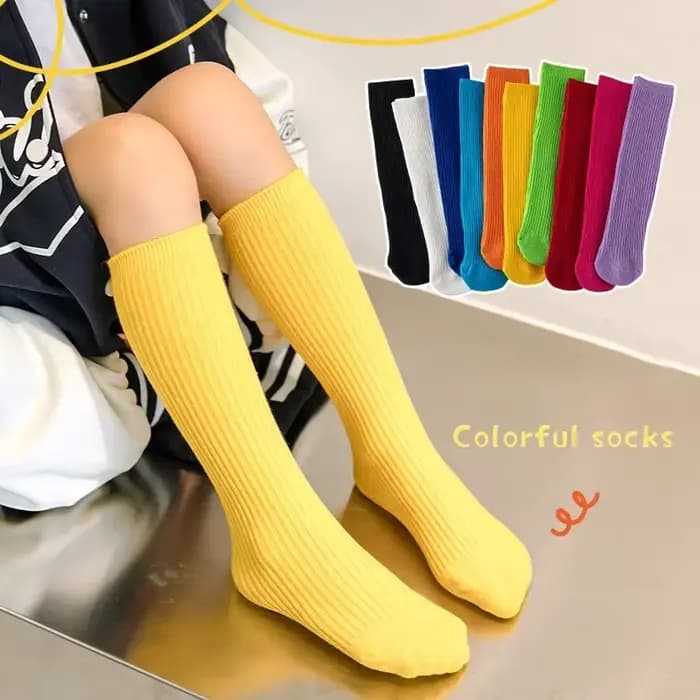 Chaussettes longues en tricot de couleur unie pour garçons et filles