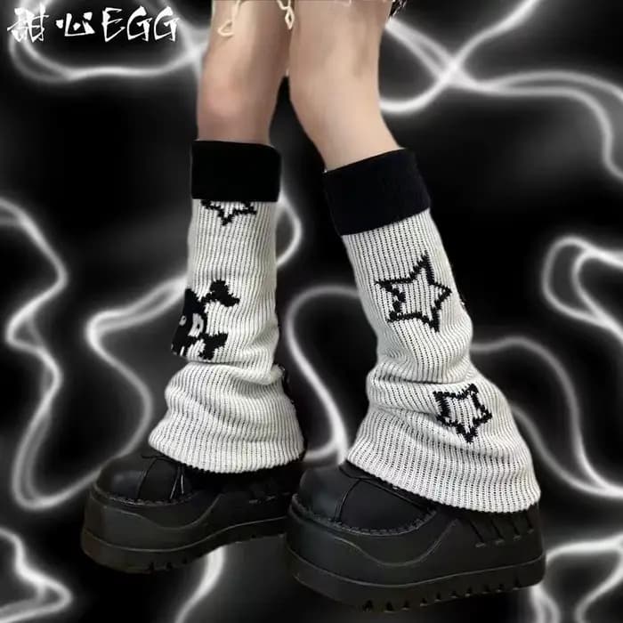 Punk femmes jambe chaussettes gothique crâne étoile Halloween accessoires jambières