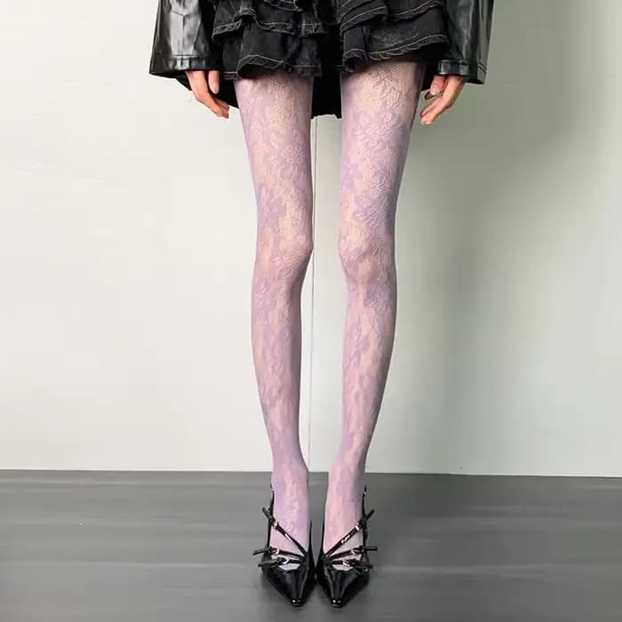 Collants en dentelle florale pour femmes