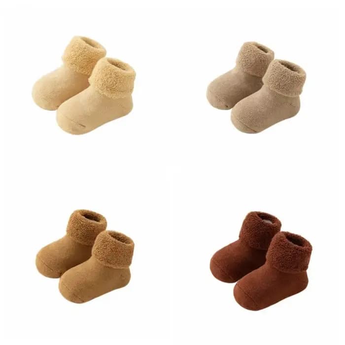 4 paires de chaussettes épaisses de couleur unie pour bébé