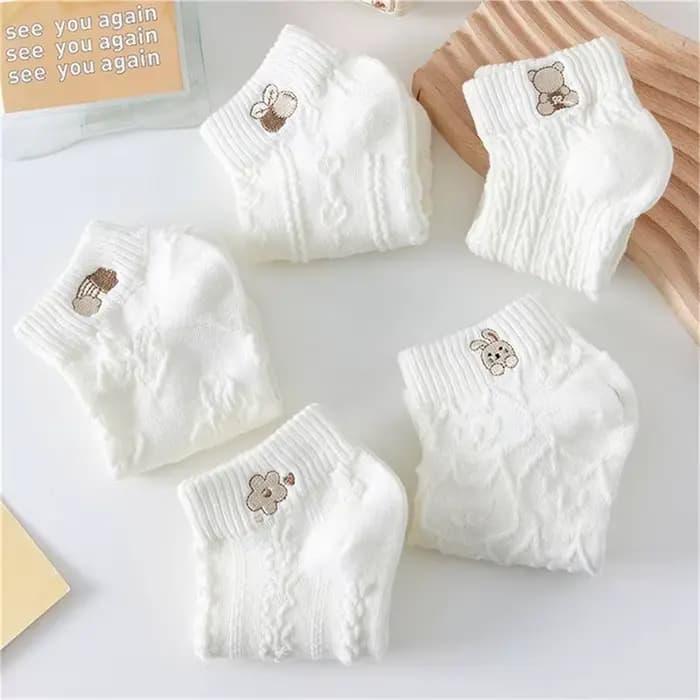5 paires femmes chaussettes printemps été mignon ours lapin arc-en-ciel imprimé cheville