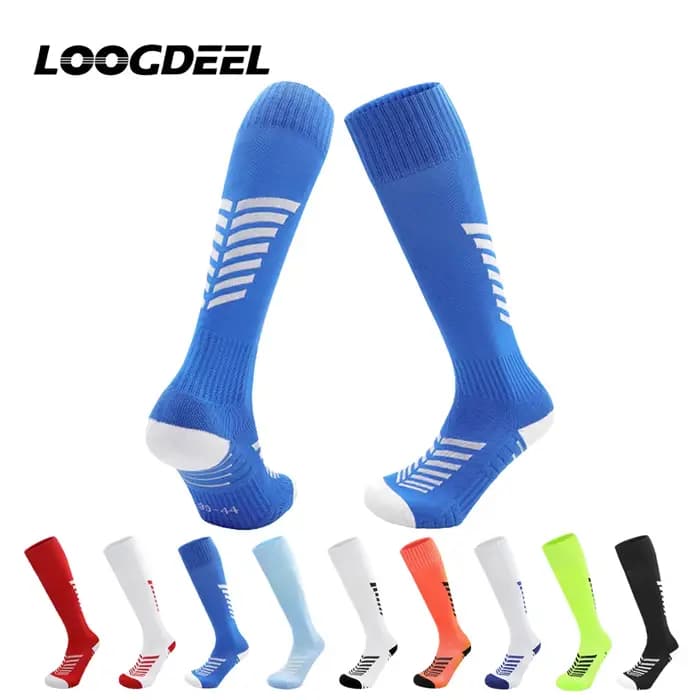 Loogdeel chaussettes de Football professionnelles chaussettes à Tube haut pour enfants chaussettes de sport longues respirantes antidérapantes pour hommes