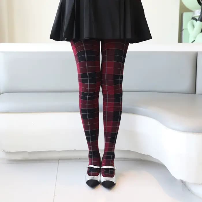 Collants à imprimé écossais tendance pour femmes, style collège, bas à carreaux classiques, rétro japonais, chaussettes sexy pour le bas du corps