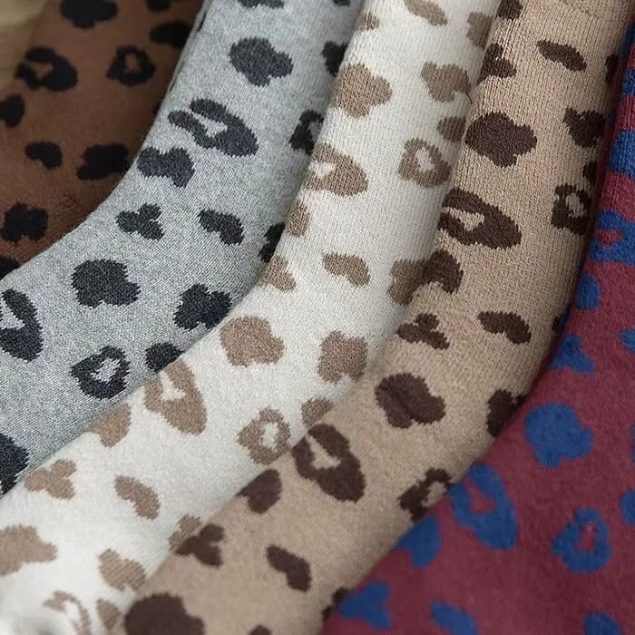 Femmes chaussettes coton rétro Cool imprimé léopard Terry épais hiver chaud chaussette