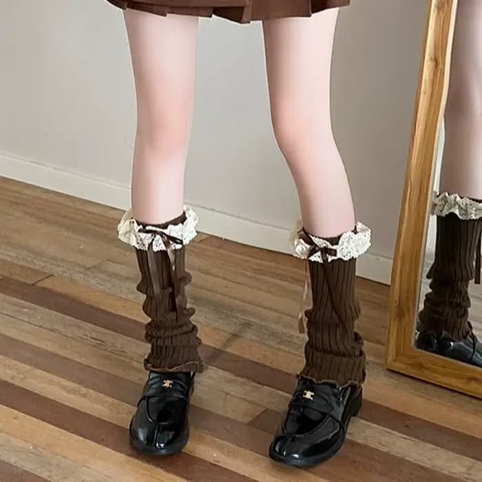 Chaussettes de bottes mollet femmes jambières cheville arc hiver chaud Stretch tricoté thermique dames épais laine manchette femme Lolita guêtre
