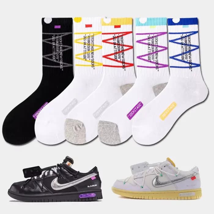 3 paires/boîte chaussettes hommes nouvelle mode d'automne signé conjoint Skateboard sport blanc/noir tendance Hip Hop amoureux coton chaussettes