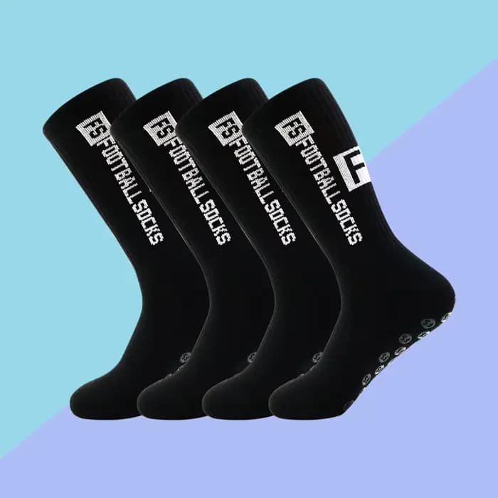 4 paires de chaussettes de football pour hommes avec grip antidérapant