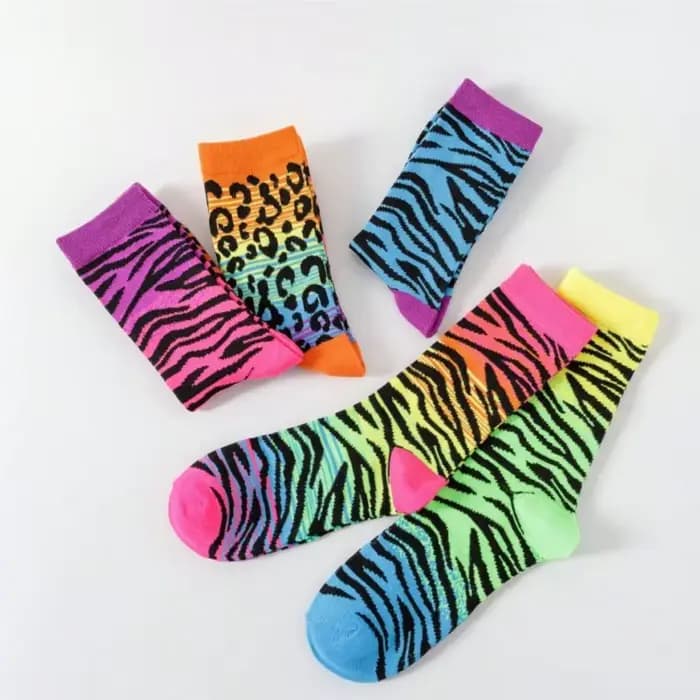 5 paires unisexe imprimé léopard personnalisé mode respirant mince drôle absorbant la sueur printemps chaussettes simples pour les filles en gros