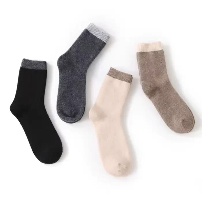 Chaussettes chaudes et épaisses en cachemire pur 100% pour hommes et femmes, chaussettes mi-mollet aux couleurs assorties, longues tricotées à carreaux, automne et hiver
