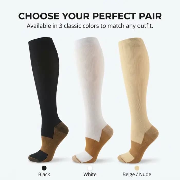 1/3 Paire de Chaussettes Longues à Compression Forte pour Femmes