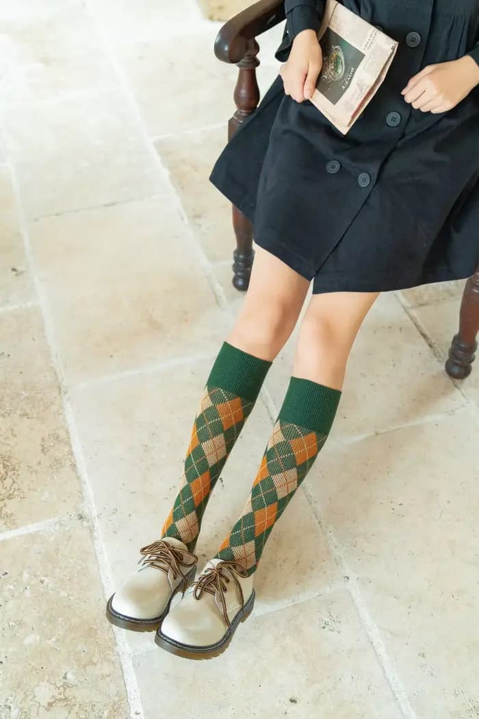 Chaussettes rétro en Jacquard à motif de diamant pour femmes
