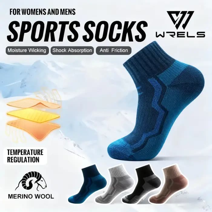 WRELS Chaussettes en laine mérinos unisexes