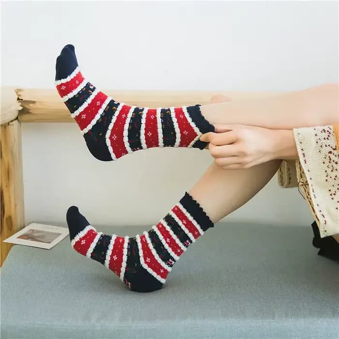 Chaussettes de Noël épaisses en coton doux pour femmes