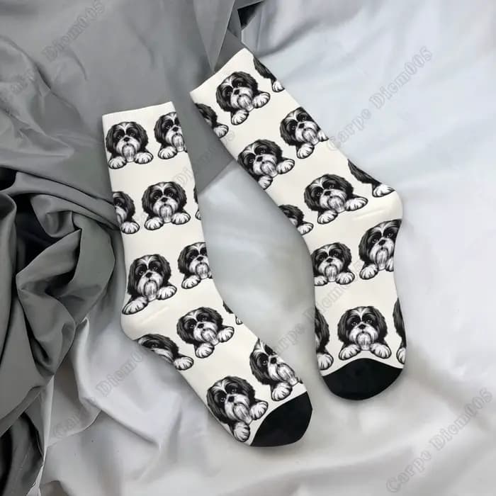 Chaussettes longues unisexes Shih Tzu, bas Harajuku, toutes saisons, accessoires de haute qualité, cadeaux de Noël