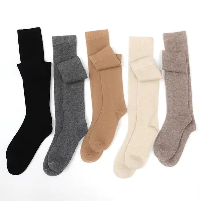 Chaussettes mi-longues pour femmes en cachemire pur à 100%, épaisses pour l'automne et l'hiver, chaussettes chaudes pour les jambes, protection contre le froid
