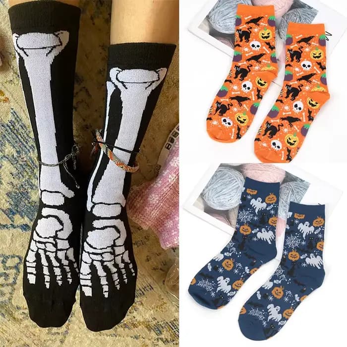 Anime chaussettes drôles Halloween femmes créatif Cosplay Hip Hop nouveauté Harajuku os toile d'araignée mâle Skateboard japonais chaussettes longues