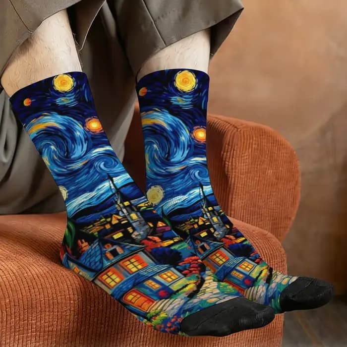 Chaussettes imprimées inspirées de Van Gogh