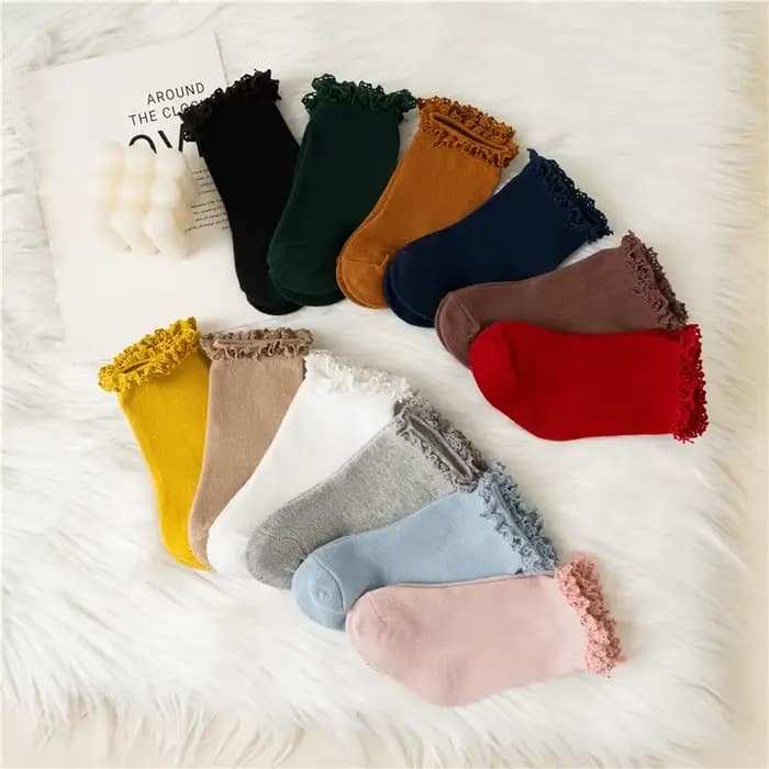 Chaussettes en coton à volants pour enfants