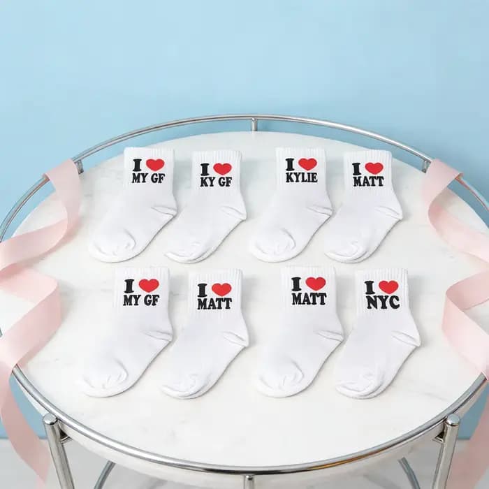Personnalisé j'aime mot personnalisé chaussettes saint valentin enterrement de vie de jeune fille fête nuptiale mariage fiançailles proposition présent