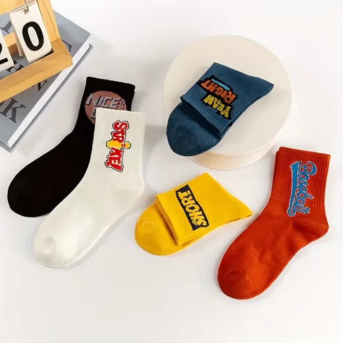 Chaussettes unisexes en coton doux à motifs
