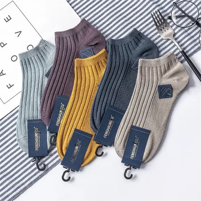 5 paires de chaussettes en coton côtelé pour hommes et femmes