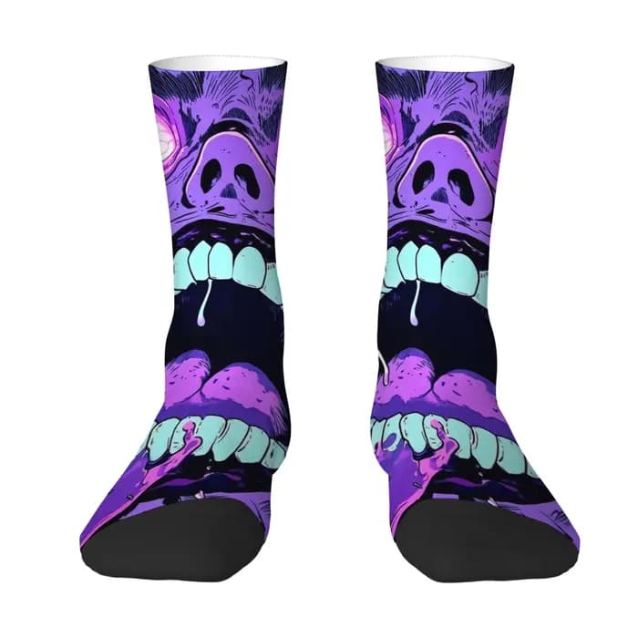 1 paire de chaussettes visage d'horreur pour hommes