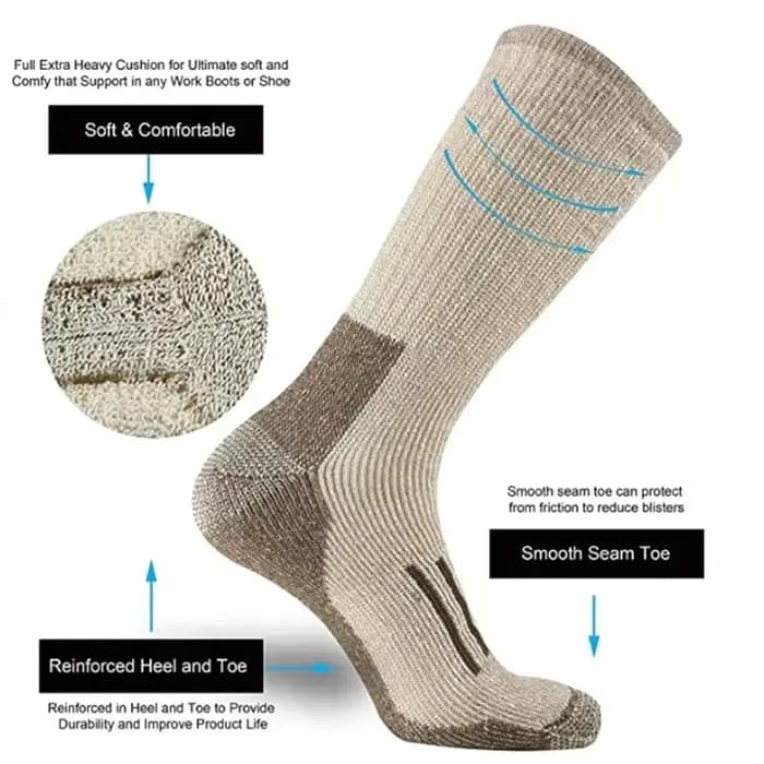 1 paire 80% laine chaussettes épaissir chaud randonnée coussin équipage