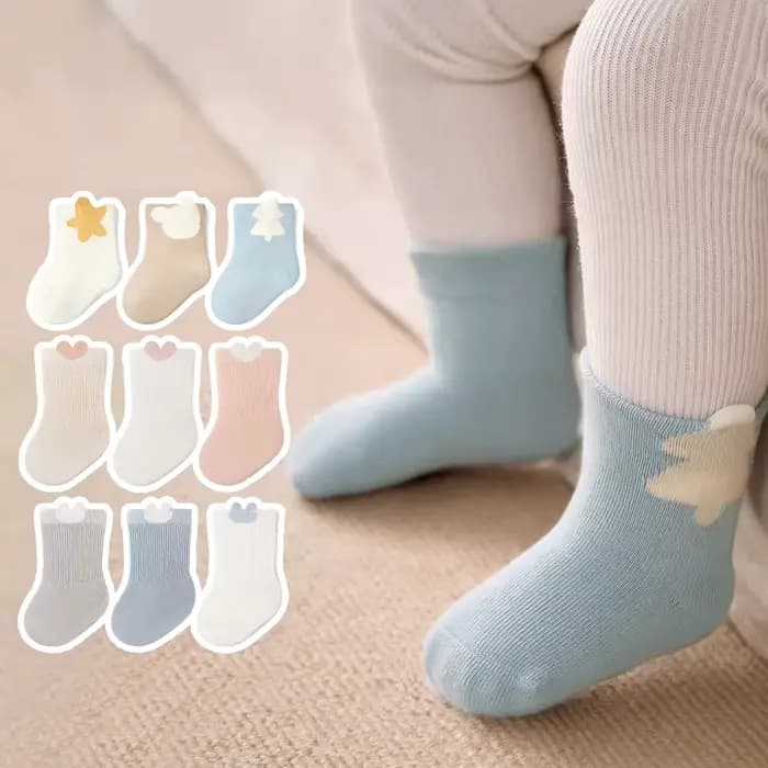  Chaussettes mi-tube décontractées pour enfants, chaussettes mignonnes en coton pour nouveau-né, printemps-automne
