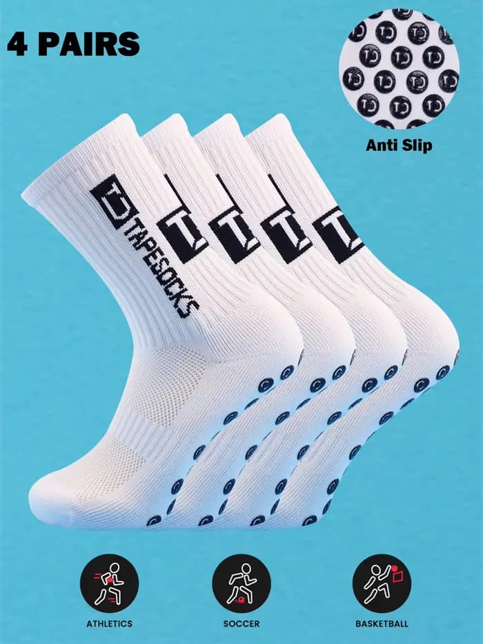 4 paires de chaussettes de football pour hommes avec poignée