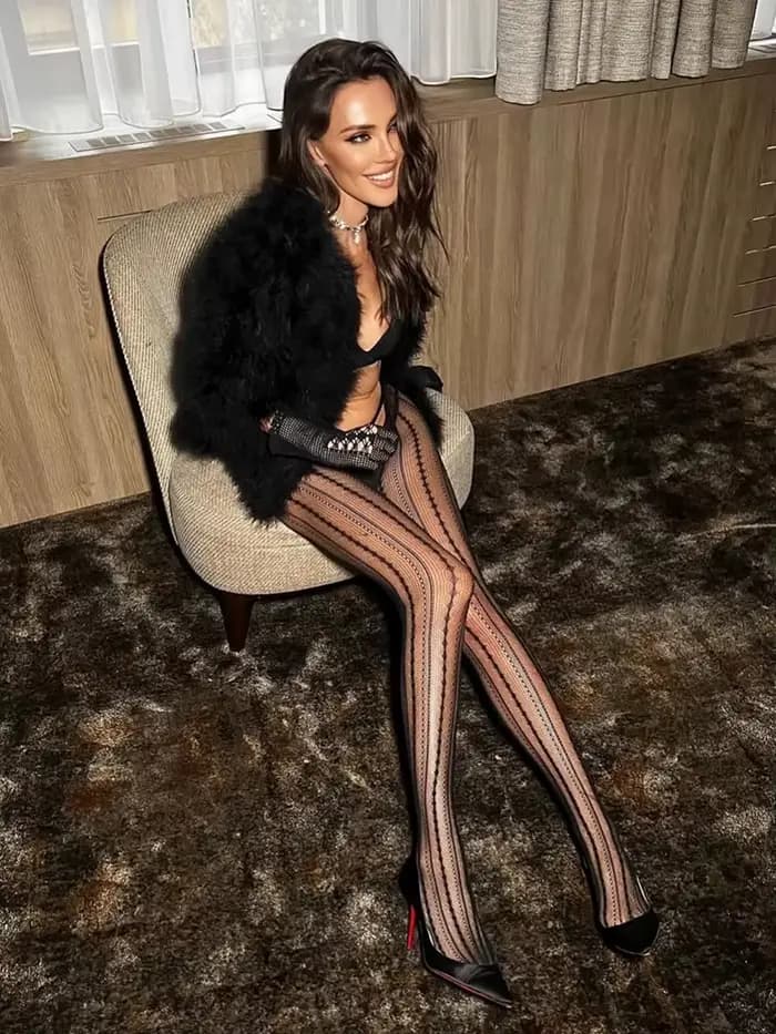Collants résille à motifs en dentelle rayée pour femmes 2025 été