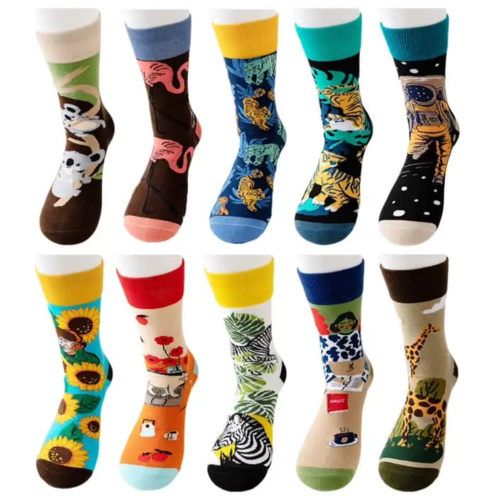 HAPPY SOCKS Taille 36-40 Personnalité des femmes adultes Quatre saisons Chaussettes épaisses mi-tube Couleur artistique