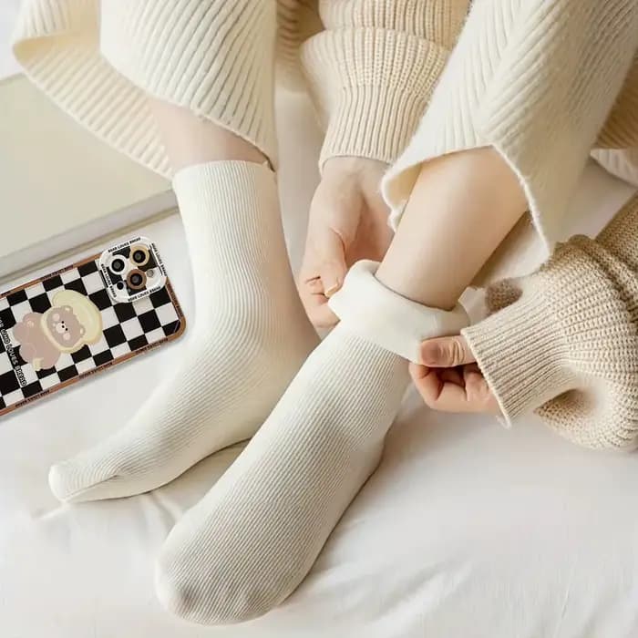 5 paires hiver chaud solide femmes chaussettes épaissir