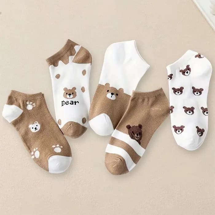 5 paires de chaussettes à motifs de dessin animé pour femmes