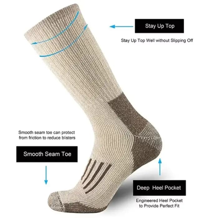 1 paire 80% laine chaussettes épaissir chaud randonnée coussin équipage