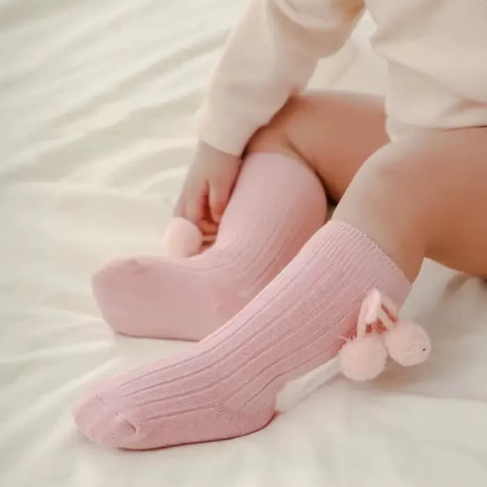 Chaussettes bébé coton solide doux longues