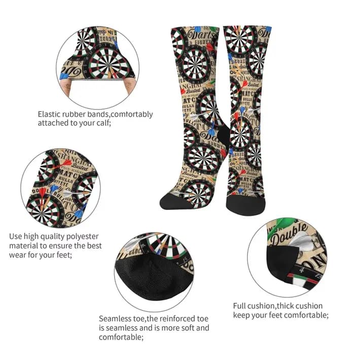 Chaussettes pour hommes style rétro jeu de fléchettes