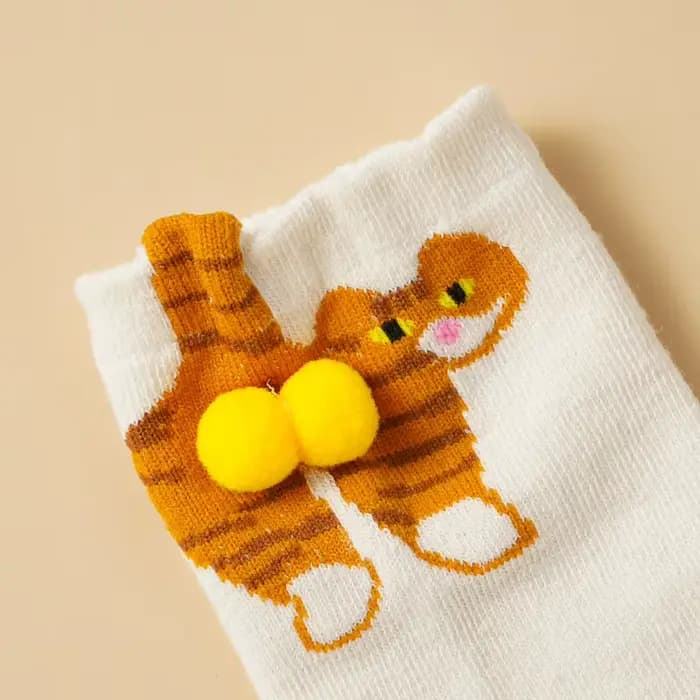 Chaussettes boule de fourrure de chat mignon 3D pour femmes