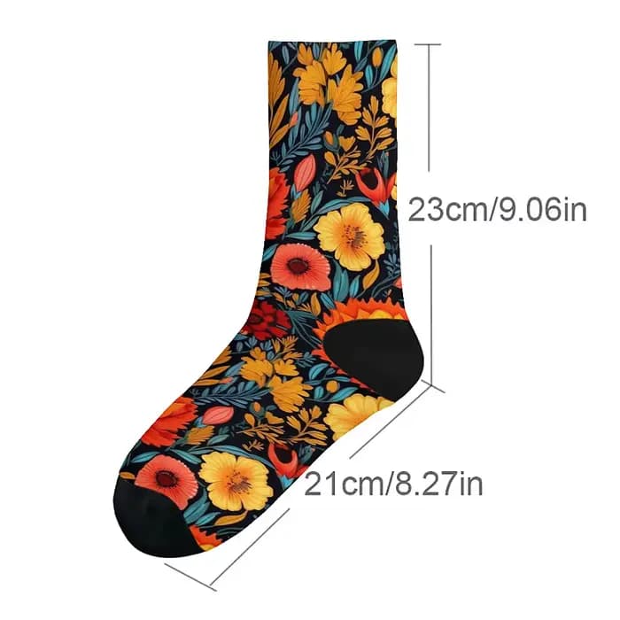 Chaussettes amusantes pour hommes, confortables et respirantes, art rétro, fleurs, sports de plein air décontractés, cadeaux tendance, nouveauté