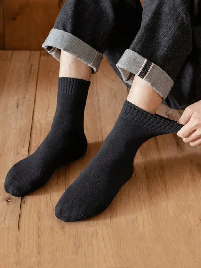 5 paires de chaussettes d'hiver noires pour hommes