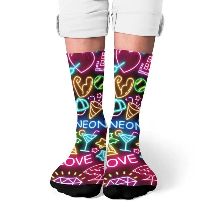 Chaussettes tendance Cyberpunk Neon Trend Crew Détail d'élément