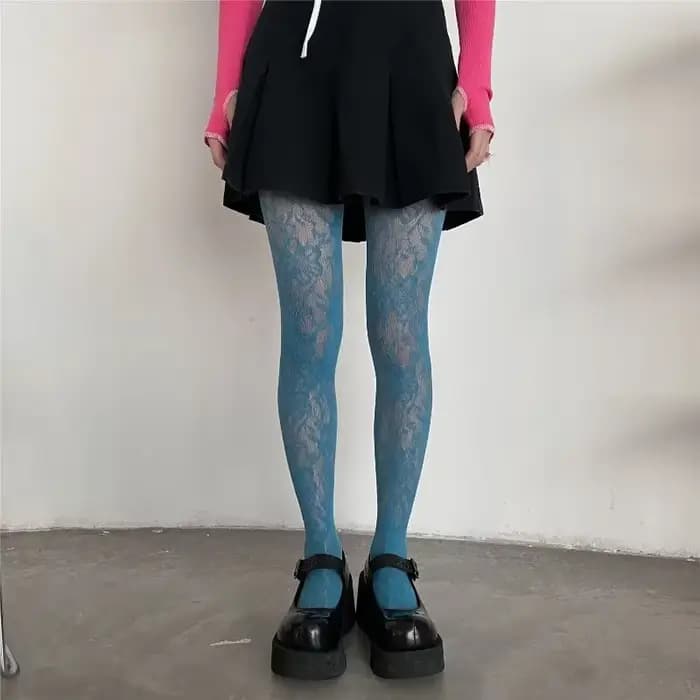 Lolita – collants floraux Style Punk pour filles